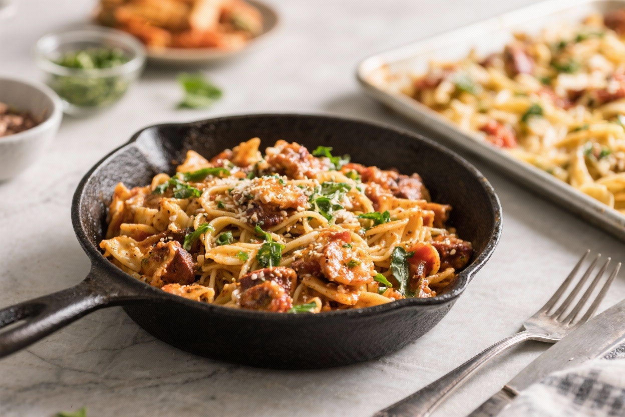 15-30 minute meals with few ingredients - Think skillet dinners, sheet pan wonders, and no-fuss pasta that tastes like you cooked for hours