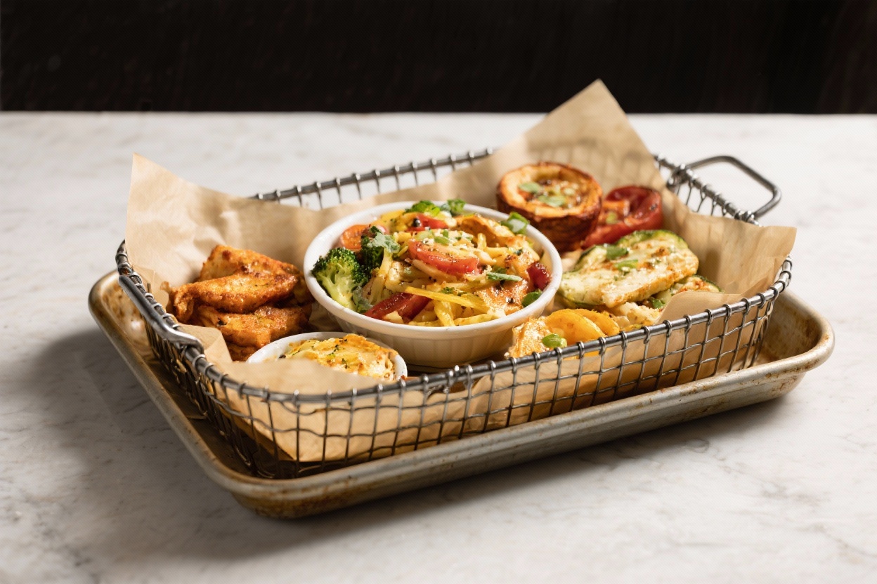 Budget friendly one basket meals - Everything goes into a single baking basket, sheet pan, or air fryer basket and comes out hot, heart