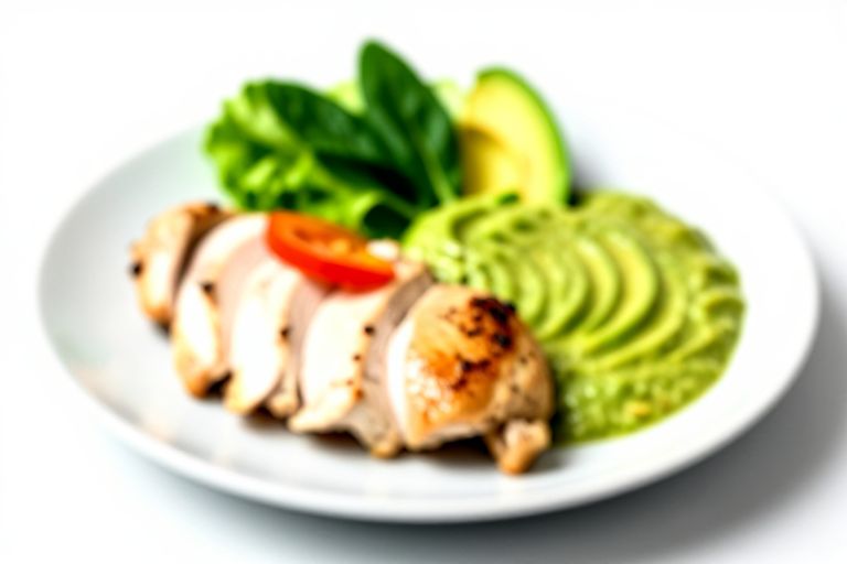 Popular low carb clean eating recipes on pinterest - Think juicy chicken, fresh veggies, bright herbs, and a creamy avocado sauce—simple, colorful, and s